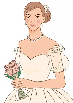 女性婚纱照卡通插画矢量图片