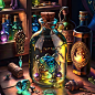 00186-1246802150-((Fantasy potion icon)), (stylised illustration), ( decorative elements), _(glass phial), (magical contents),_(curvy bottle), (c