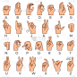 又聋又哑的人的语言。美国聋哑人手势字母表，美国手语矢量符号