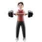 健身房男子做举重运动 3d 插图