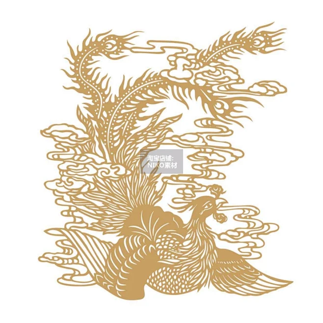 中国风龙凤吉祥图案中式古典纹样底纹PNG免抠矢量设计素材-花瓣网