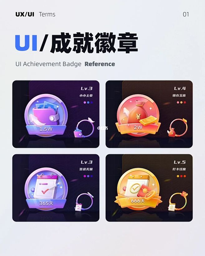UI/UX开眼｜运营项-UI徽章设计灵感推荐04！ : 今天为大家推荐UI成就徽章图标灵感合集，在工作中和设计页面时可以作为学习借鉴参考。相信 ...