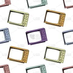 复古彩色电视无缝图案。矢量图