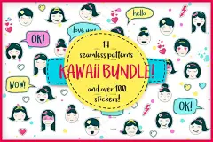 可爱手绘萌系卡通搞怪女孩表图案AI PNG设计素材png260-淘宝网