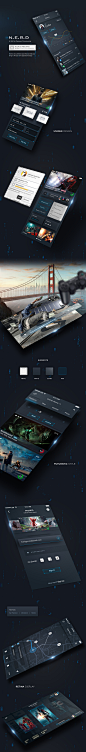 NERD PSD UI Kit - iPhone 6s, SE : Unique, futuristic and modern new UI Kit design for iOS. NERD includes 16 screens for iPhone SE. Absolutely 100% shapes for retina.  