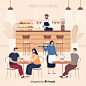 People sitting at the cafe Free Vector