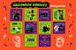潮流万圣节涂鸦效果品牌营销公众号推文电商海报设计源文件模板素材 Halloween Doodles Instagram Set插图1