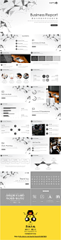 年中总结黑白几何简约汇报PPT