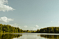 Free A Green Trees Near the Lake Under the Blue Sky and White Clouds Stock Photo