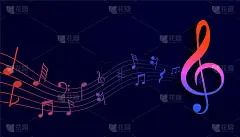 音乐五角星波浪形背景与声音的音符