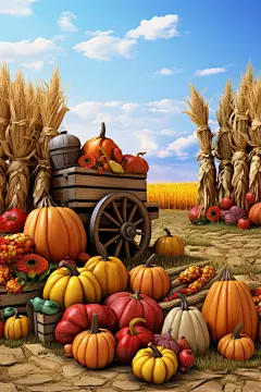 秋天南瓜秋季秋日丰收金黄色场景模型