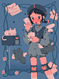 插画分享｜来点平涂风的甜酷味！ : 插画师｜twi：#插画分享