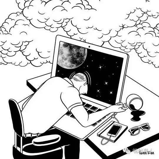 黑白、极简，韩国插画家 Henn Kim...