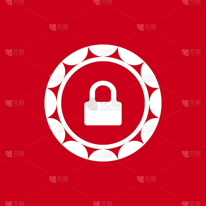 Lock, Unlock Password Protection Flat Vector Icon.素材-花瓣网