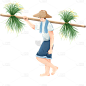 二十四节气通用谷雨插画水稻劳作人物元素素材