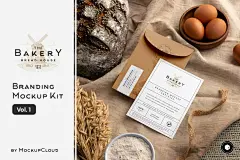 Bakery Branding Mockups Vol.1⎪13套烘培面包蛋糕店包装纸名片卡片标签邀请函