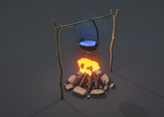 Stylized bonfire / Unity3D图片_建筑附件 - 瞭望塔/篝火/栏杆/井/小物件etc图片素材-花瓣网