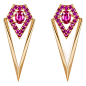 Monseo Yellow Gold Rubies Detachable Earrings For Sale