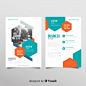 Modern business flyer template with geometric design Free Vector