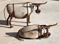 Cattle art #Art, #Metal, #Rock (Realize these are boulders and welded...but liking the idea of wired rocks into various yard objects! KL): 