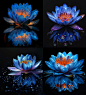suyunkai_Blue_lotus_flower_on_the_water_surface_with_a_reflecti_4