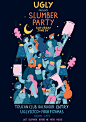 ILLUSTRATION  people messy party drink posters club graphic