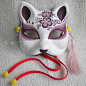 【多串儿家】日本狐狸面具 狐妖面具 深紫樱花面具 和风手绘面具-淘宝网