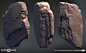 God of War - Peaks Pass Rocks, Raul Aparicio : This is the majority of rock assets made for the inside of the mountain. The initial brainstorming and blockout models were made by Paul Coda. We played around in the viewport and tailored the rocks with spec