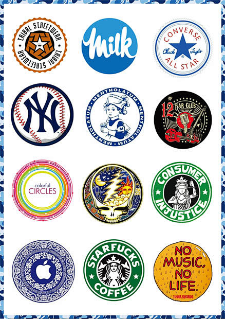 潮牌贴纸圆形logo笔记本贴纸电脑贴纸旅行箱贴纸整版12淘宝网