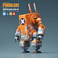 PODOLSKI SHIBUYA Graffiti robot mecha stickers toy Malcolm Tween art toy orange