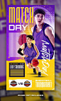 Basketball sports match day banner flyer for social media post or story