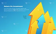 企业目标方向理念走向成功。投资回报率。适用于推广封面、海报、信息图、登陆页、用户界面、用户体验、横幅