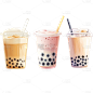 饮品系列AI伪3D奶茶插画