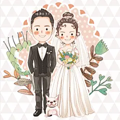 Q版头像真人照片转手绘婚纱照漫画制作卡通人物头像婚礼涂鸦风格-淘宝网