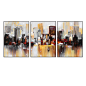 纯手绘油画三联客厅装饰画样板房餐厅挂画现代简约城市建筑抽象画-淘宝网