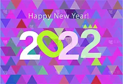 一张新年贺卡的背景。2022年新年快乐。丰富多彩的设计模板与标志2022庆祝装饰。为日历，多色卡片，