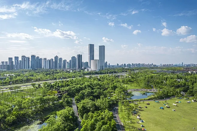 成都天府新区森林公园城市风光图片下载-花瓣网