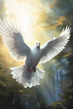 典雅海阔天空主题展翅飞翔的和平鸽插画