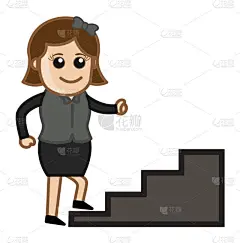 女人爬楼梯-卡通商务矢量插图