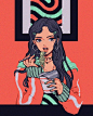 #设计美学# #插画# 
复古风格搭配撞色配色，别有一番风味~

by kamin ​​​​