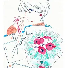 くまそ?う：偏爱少女风，柔和的线条勾勒出女孩的面庞，色彩点睛，风格清新唯美。