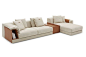 Stowe sofa Stowe is a modular sofa displaying a practical design language. Lines and geometric shapes bring out the functional quality of the parts. The asymmetrical feature of the armrests combined with the innovative open compartment, which highlights t