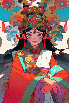戏曲女孩人物形象插画