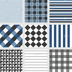 无缝图案与方形海军蓝格子条纹和格子