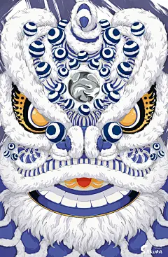 醒狮《一皇五虎将》系列作品-国潮、国风插画