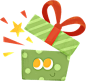绿色圣诞节红色卡通礼物惊喜节日手绘礼盒彩色图片