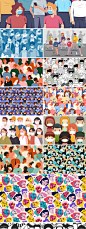 人群矢量图片人员众人很多人密集插画绘画卡通头像半身ai设计素材-淘宝网