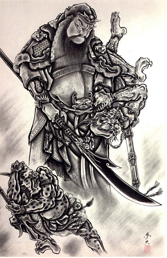 目雕佑西 yoshihito nakano·原画手稿【赏】刺青-日式传统铜陵纹心雕