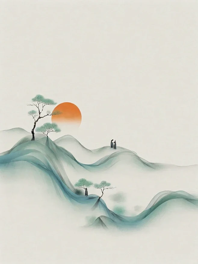 #禅意壁纸 #中国水墨画 #水墨画 #国画素材 #绘画素材 #山水画 #ai绘画 #Ai绘画 #ai作画 #绘画 #国画山水 #青绿山水 ...