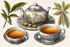 清新手绘香气四溢的茶叶图片插画